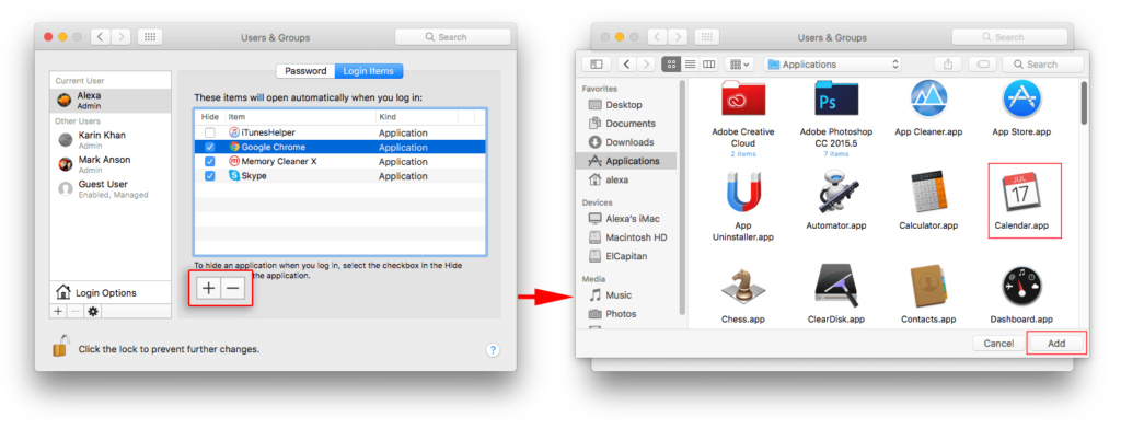 add items on startup programs on mac