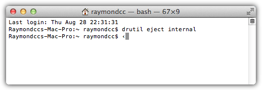 terminal how to eject cd from mac