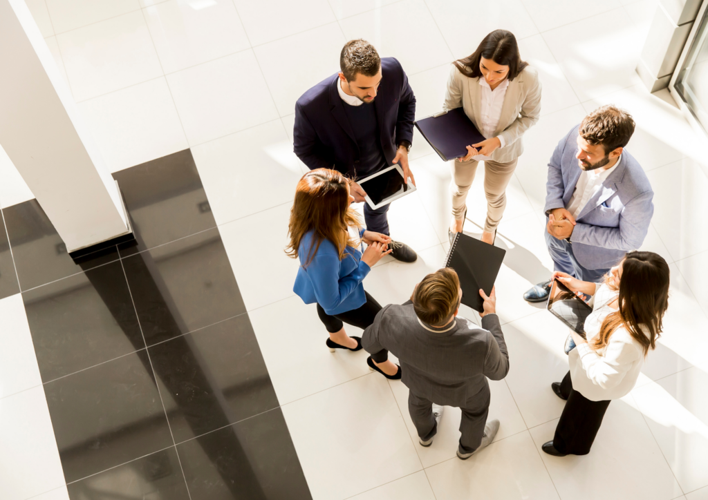 group of people discussing