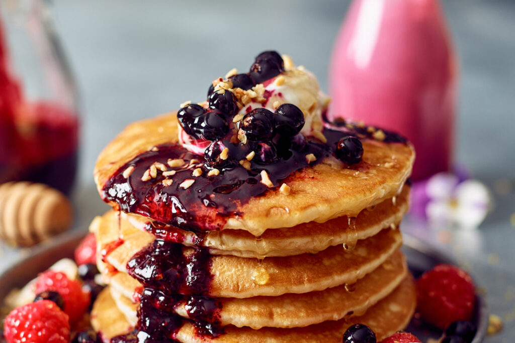 blackcurrant jam on pancake