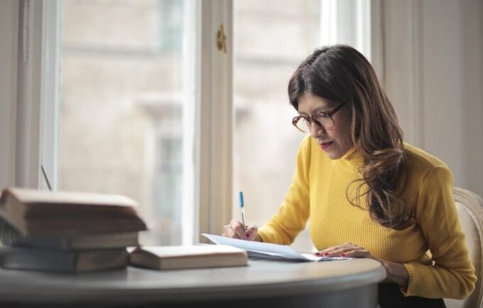 girl writing essay