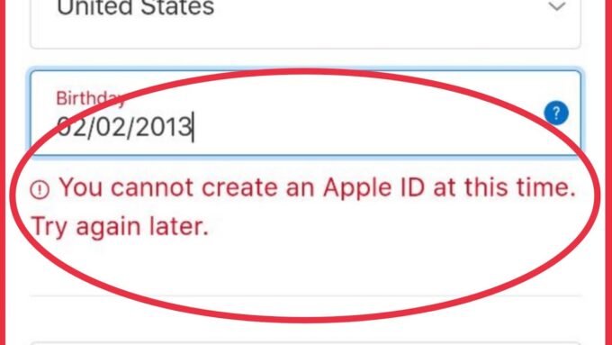 Cannot Create Apple ID at This Time